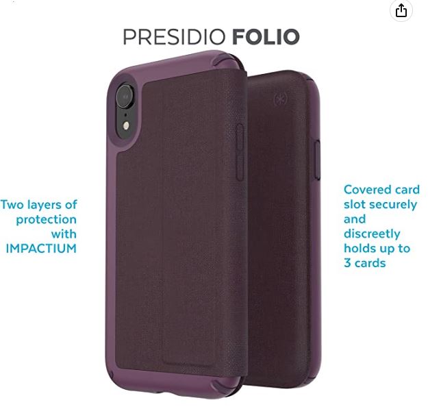 Speck iPhone XR Presidio Folio Case - Heathered Veronica Purple